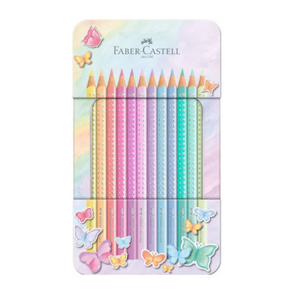 Ξυλομπογιές Faber Castell Sparkle set 12 παστέλ χρωμάτων (μεταλλική κασετίνα)