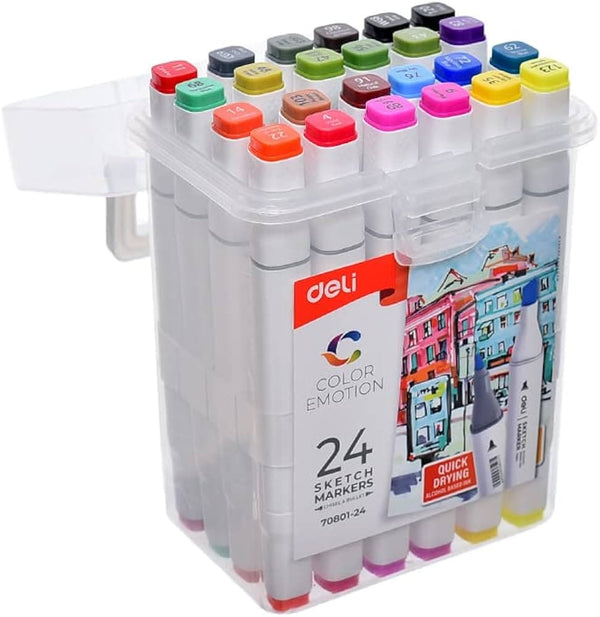 Μαρκαδόροι Διπλής Μύτης 24 χρώματα Deli Colour Emotion