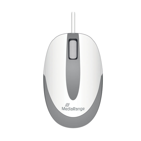 MediaRange Ποντίκι Optical Mouse Corded 3-Button Compact-sized (White/Grey, Wired) (MROS214)