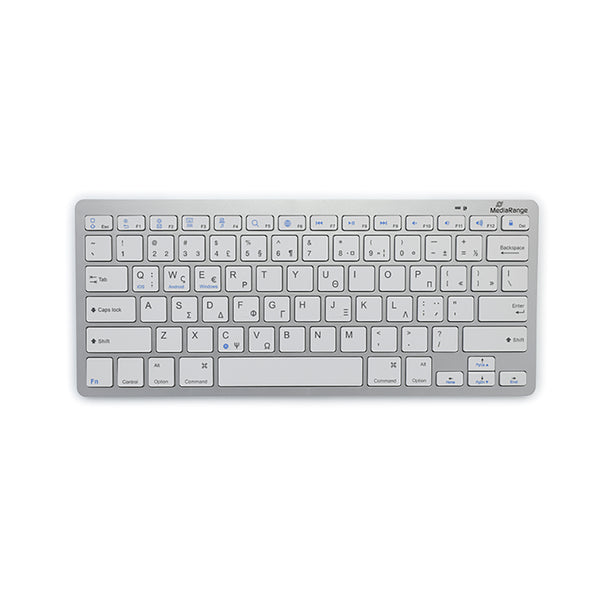 MediaRange Πληκτρολόγιο Compact-sized Bluetooth 5.0 keyboard with 78 ultraflat keys Silver (MROS132-GR)