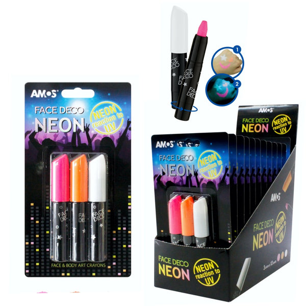 Amos Κραγιόν μακιγιάζ προσώπου Face Deco Neon set 3 χρωμάτων