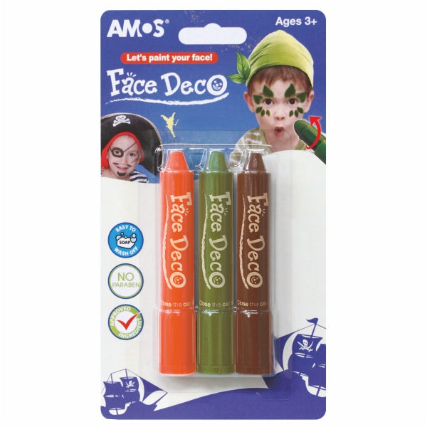 Amos Κραγιόν μακιγιάζ προσώπου Face Deco Boys set 3 χρωμάτων