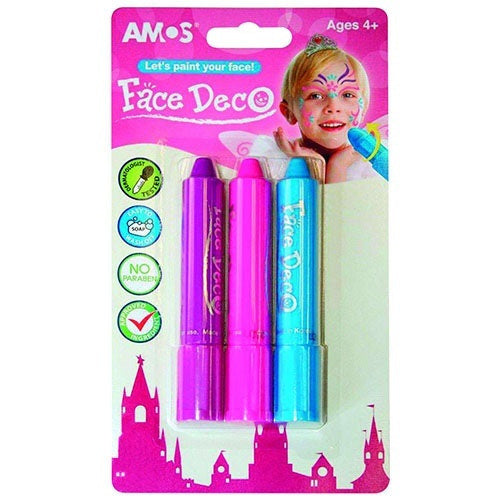 Amos Κραγιόν μακιγιάζ προσώπου Face Deco Girls set 3 χρωμάτων