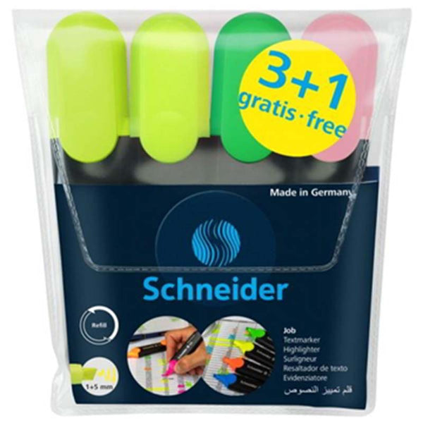 Μαρκαδόρος Υπογράμμισης Schneider Job fluo 3+1 Δώρο