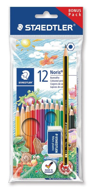 Ξυλομπογιές Staedtler Noris 12 τεμ., με δώρο μολύβι και γόμα