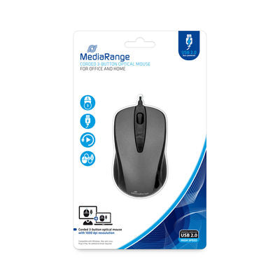 MediaRange Ποντίκι Optical Mouse (Black/Grey, Wired) (MROS201)