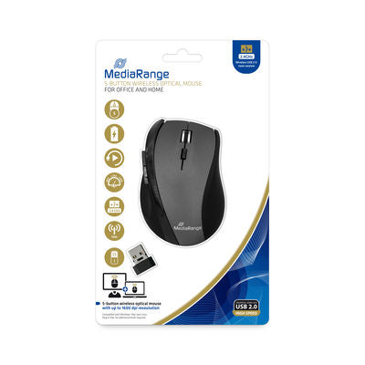 MediaRange Ποντίκι Optical Mouse (Black/Grey, Wireless) (MROS203)