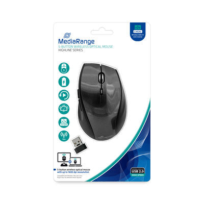 MediaRange Ποντίκι Optical Mouse Highline Series (Carbon look/Black, Wireless) (MROS207)