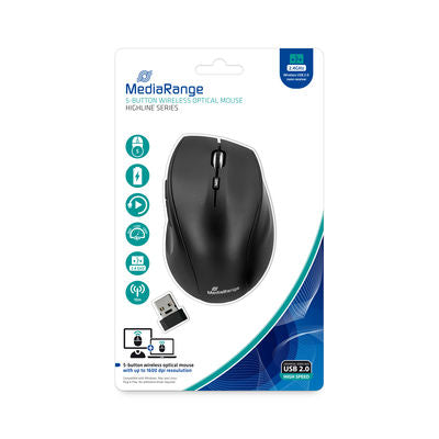 MediaRange Ποντίκι Optical Mouse Highline Series (Black, Wireless) (MROS208)