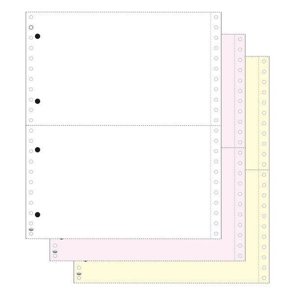 Χαρτί Μηχανογράφησης 24X14cm, Τριπλότυπο (Λευκό / Ροζ / Κίτρινο). Με Οπές Αρχειοθέτησης και Περφορέ