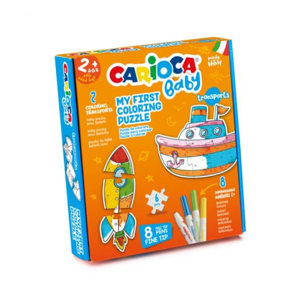 Σετ Ζωγραφικής Baby Coloring Puzzle Transports Carioca