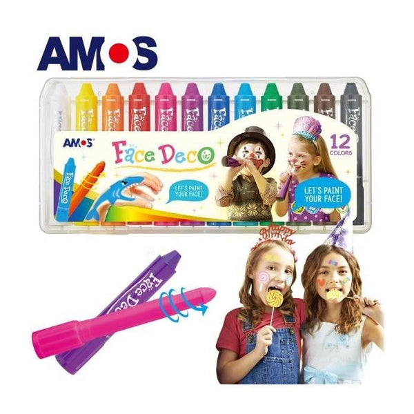 Amos Κραγιόν μακιγιάζ προσώπου Face Deco set 12 χρωμάτων